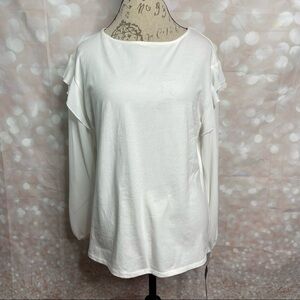 NWT MASSINI - by stacy london mix ruffle top white large